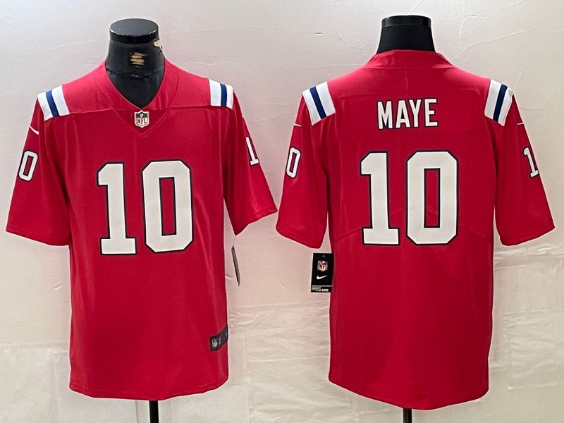 Men New England Patriots #10 Maye Red Three generations 2024 Nike Vapor F.U.S.E. Limited NFL Jersey->cincinnati reds->MLB Jersey